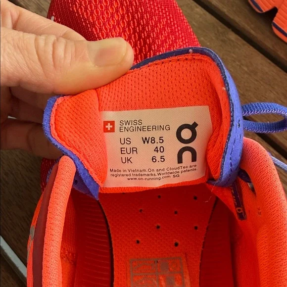 On Running Women's Cloud X Red and Blue Athletic Shoes - Picture 2 of 8